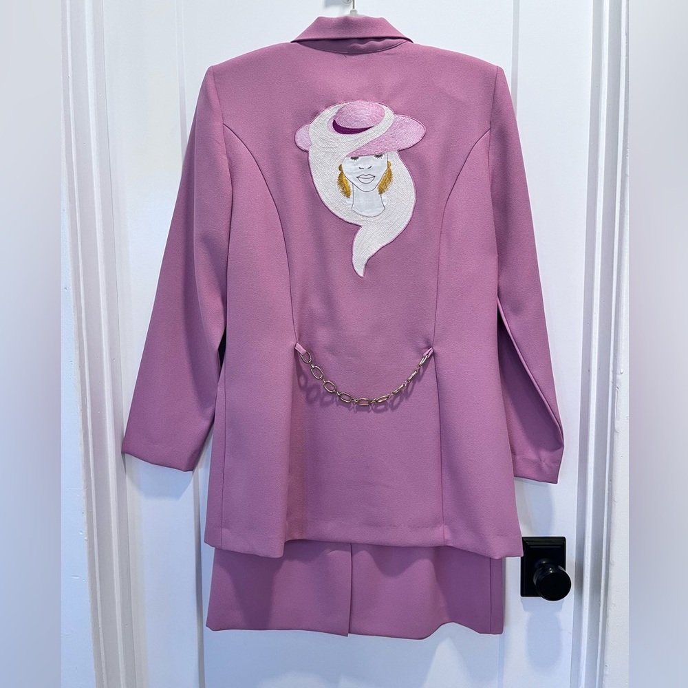EUC Vintage Jennifer James Pink 2 Piece Suit with Skirt size 12